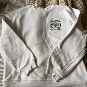 Lululemon White Crewneck Sweater with Embroidered Logo